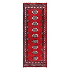2'2"x6' Red Princess Bokara Tribal Medallions Hand Knotted All Wool Runner Rug
