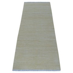 2'2"x6'2" Beige Shades Flat Weave Kilim Pure Wool Hand Woven Runner Rug