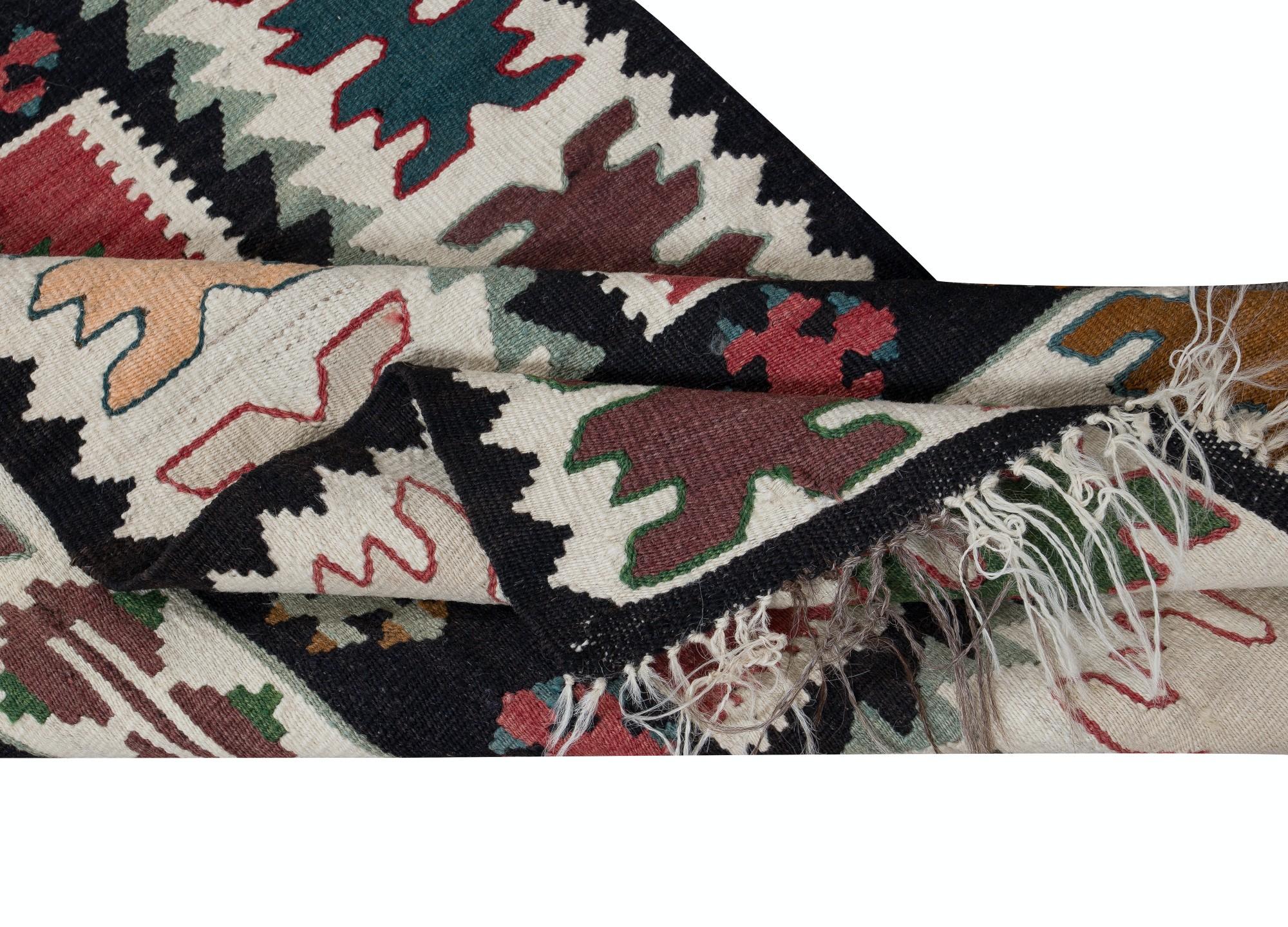 Hand-Woven 2.2x9.5 Ft Flatweave Colorful Narrow Runner Kilim, HandWoven Turkish Hallway Rug For Sale