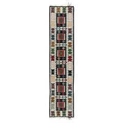 2.2x9.5 Ft Flatweave Narrow Runner Kilim, Tapis d'entrée turc tissé à la main