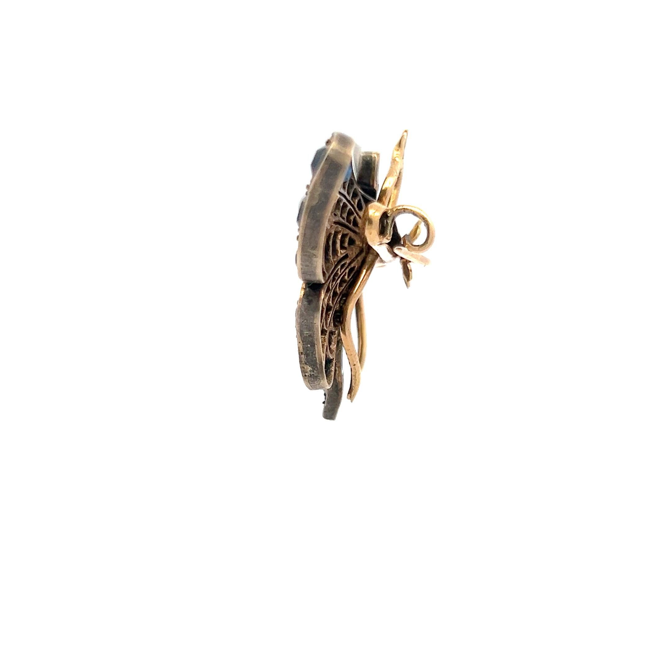 2,3-3,6MM Perle 1,10 Karat Rubin Saphir 0,38 Karat Diamant 18K YG Pin Brosche im Zustand „Gut“ im Angebot in New York, NY