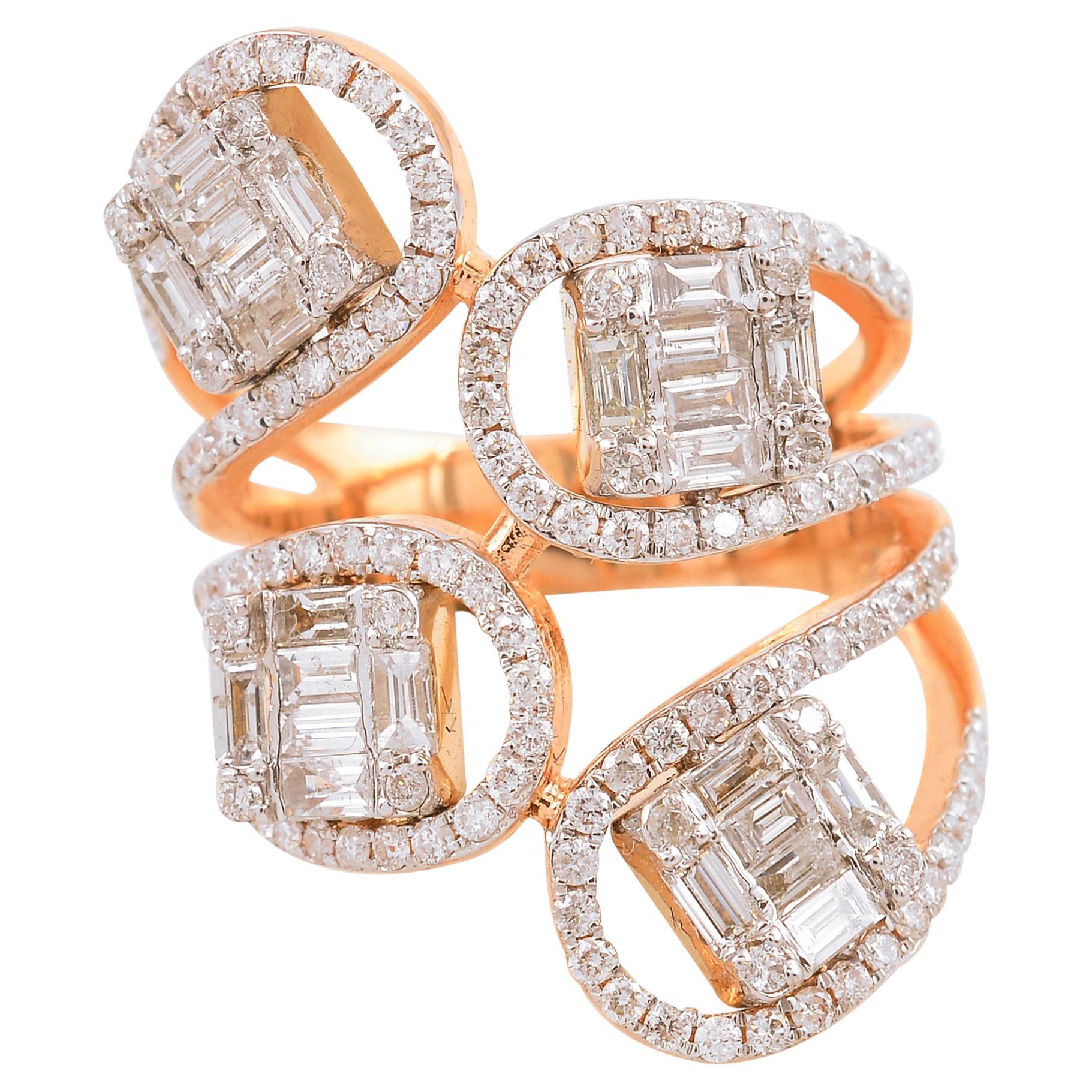 Natural 2.3 Carat Baguette Round Diamond Wrap Ring 18 Karat Yellow Gold Jewelry