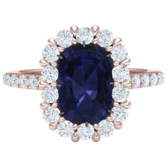 2.3 Carat Blue Spinel and Diamond Rose Gold Ring