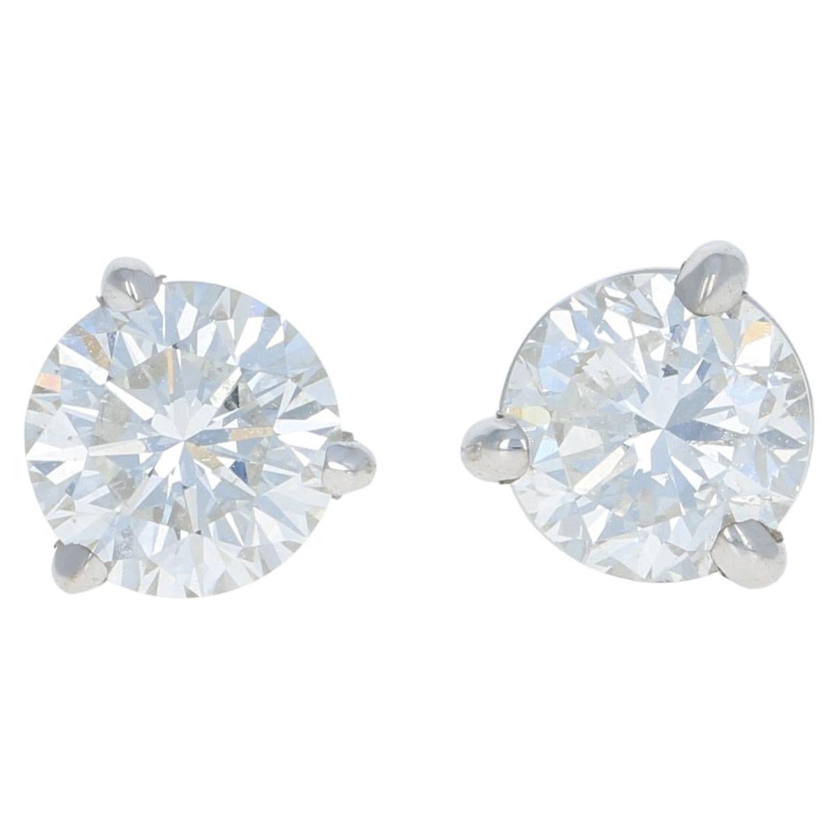 .23 Carat Diamond Earrings, 14 Karat White Gold Pierced Studs