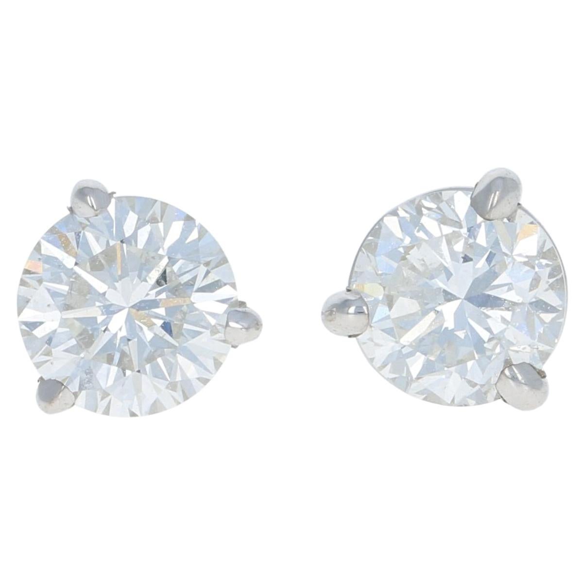 .23 Carat Diamond Earrings, 14 Karat White Gold Pierced Studs at