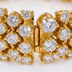 23 Carat Diamond Multi-Row 18k Yellow Gold Statement Bracelet