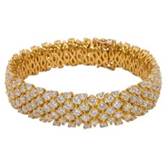 23 Carat Diamond Multi-Row 18k Yellow Gold Statement Bracelet