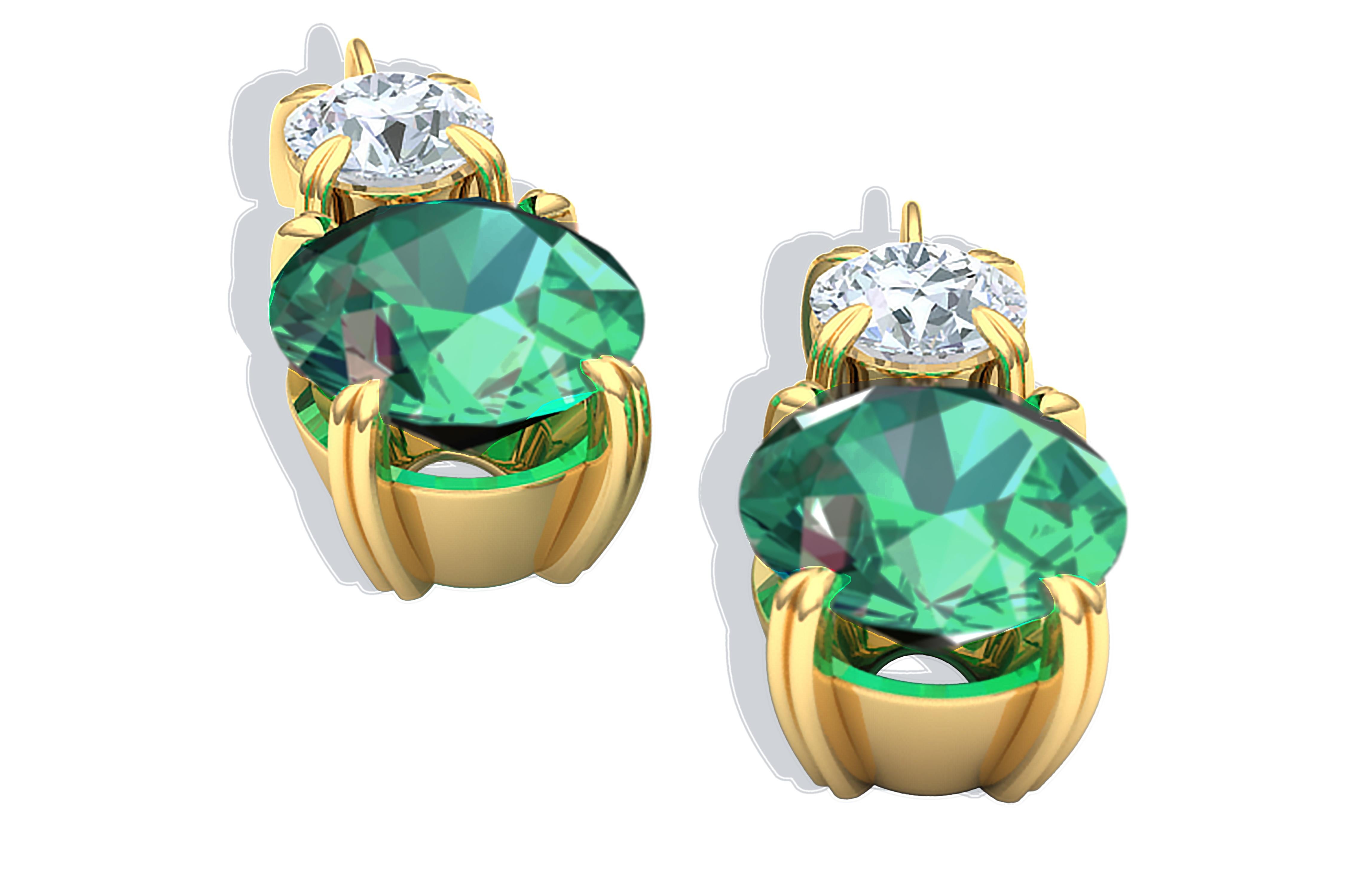 Victorian 2.3 Carat Emerald and Diamond Drop Earrings For Sale