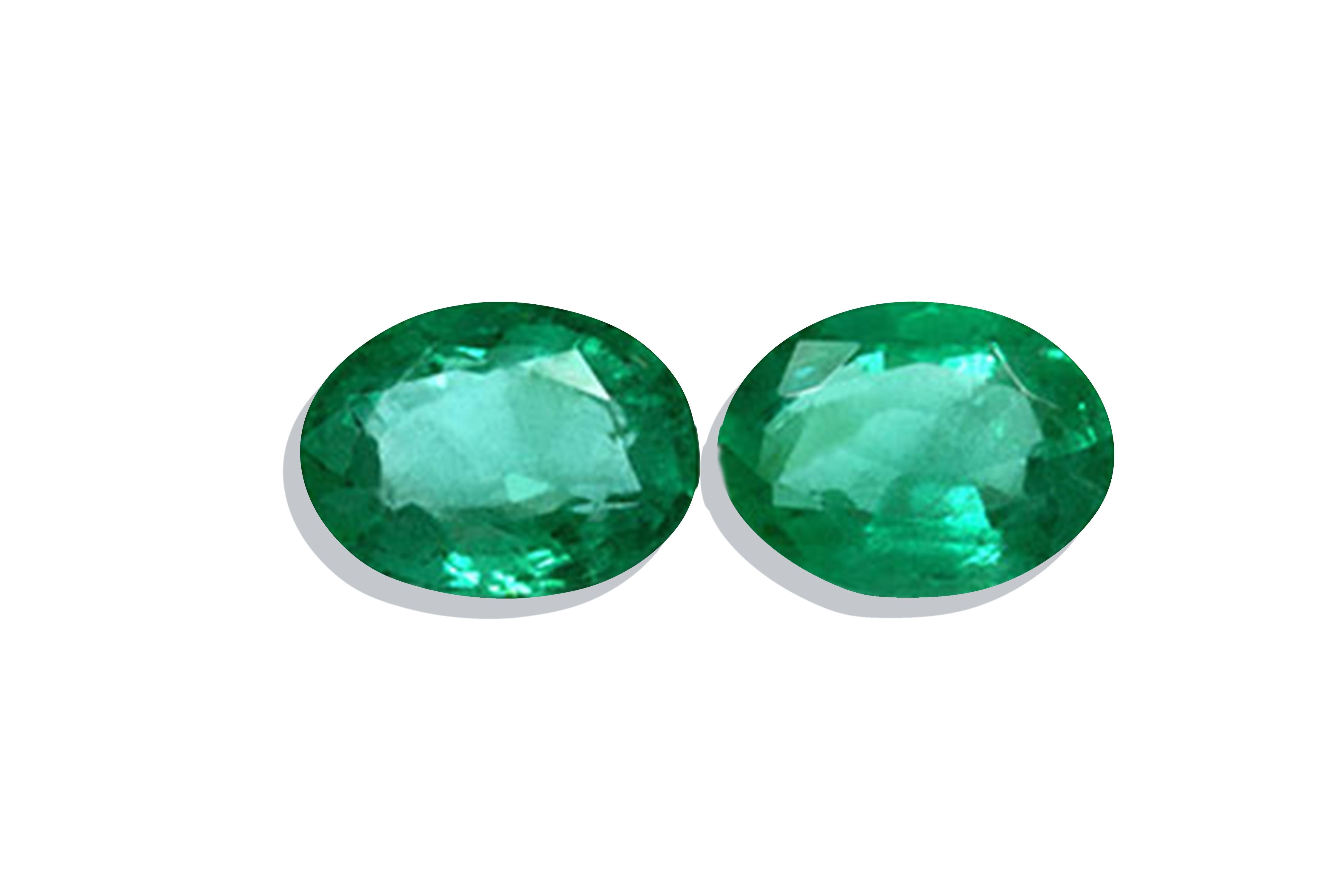 2.3 Carat Emerald and Diamond Drop Earrings For Sale 1