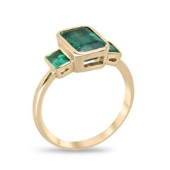 2.3 Carat Emerald Diamond Ring 14K White Gold Modern Nobility