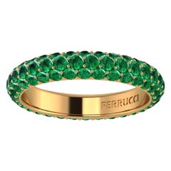 2.3 Carat Emeralds Pavé Eternity Ring in 18 Karat Yellow Gold