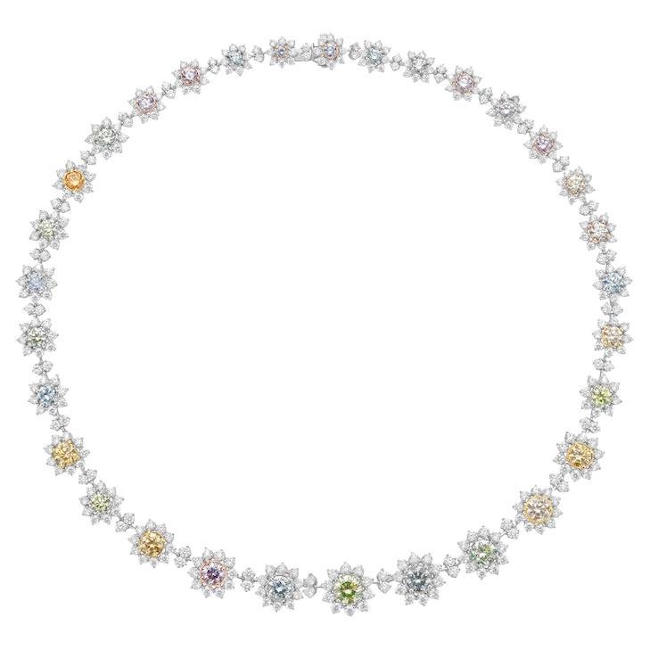 Collier floral de 23 carats de couleur fantaisie
