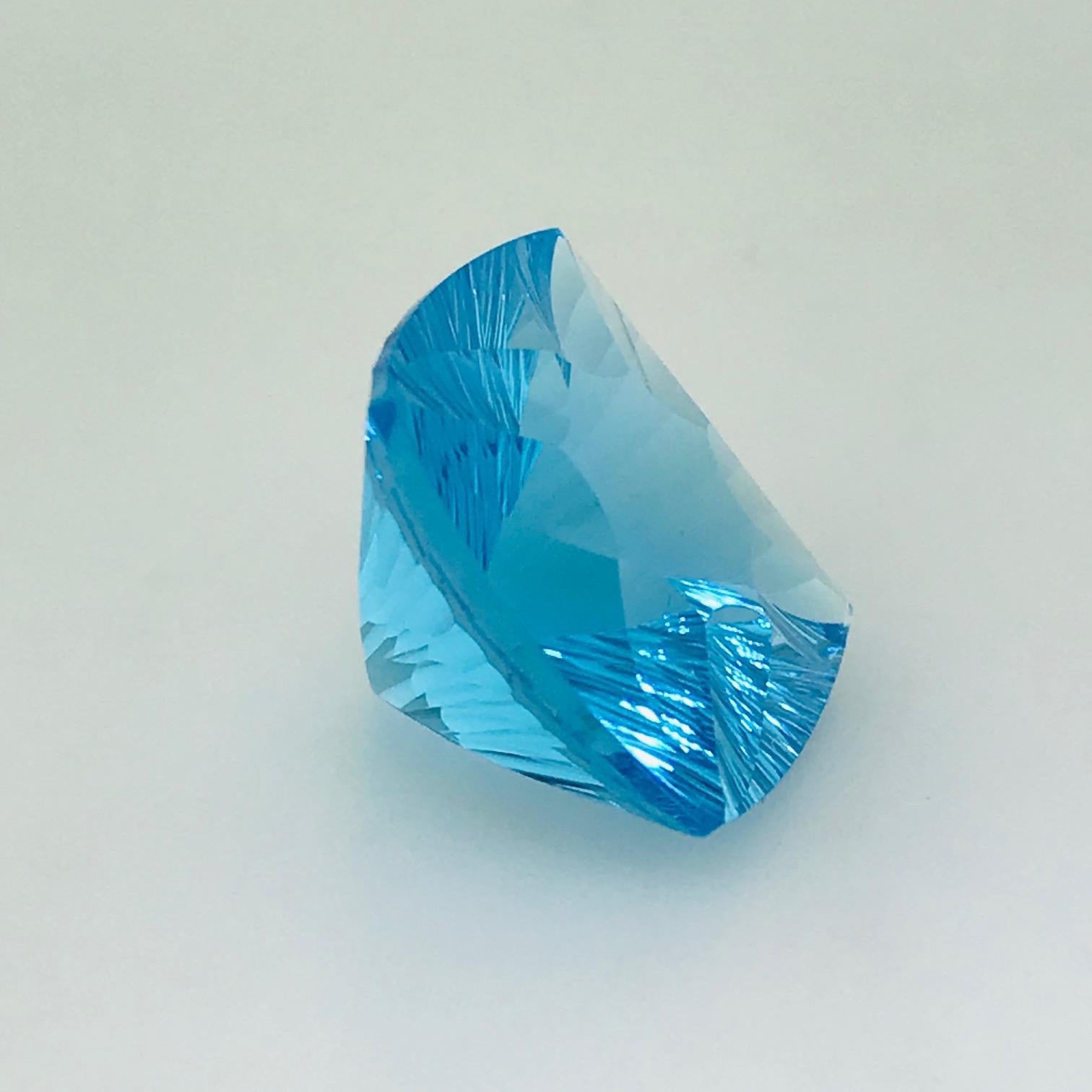 23 Carat German Fantasy Cushion Cut Swiss Blue Topaz Natural Gemstone In New Condition In Austin, TX