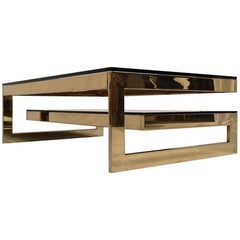 23-Carat Gold-Plated Belgo Chrome Coffee Table , Belgium, 1970s