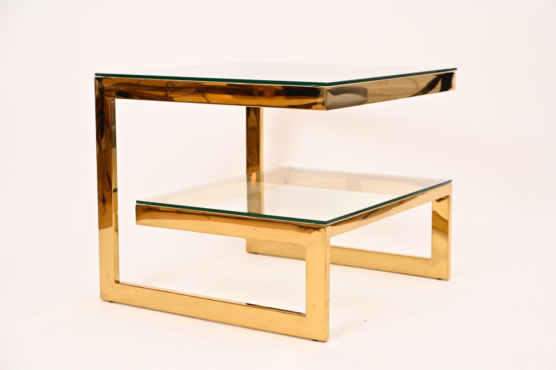 Mid-Century Modern 23 Carat Gold Plated Belgo Chrome Table