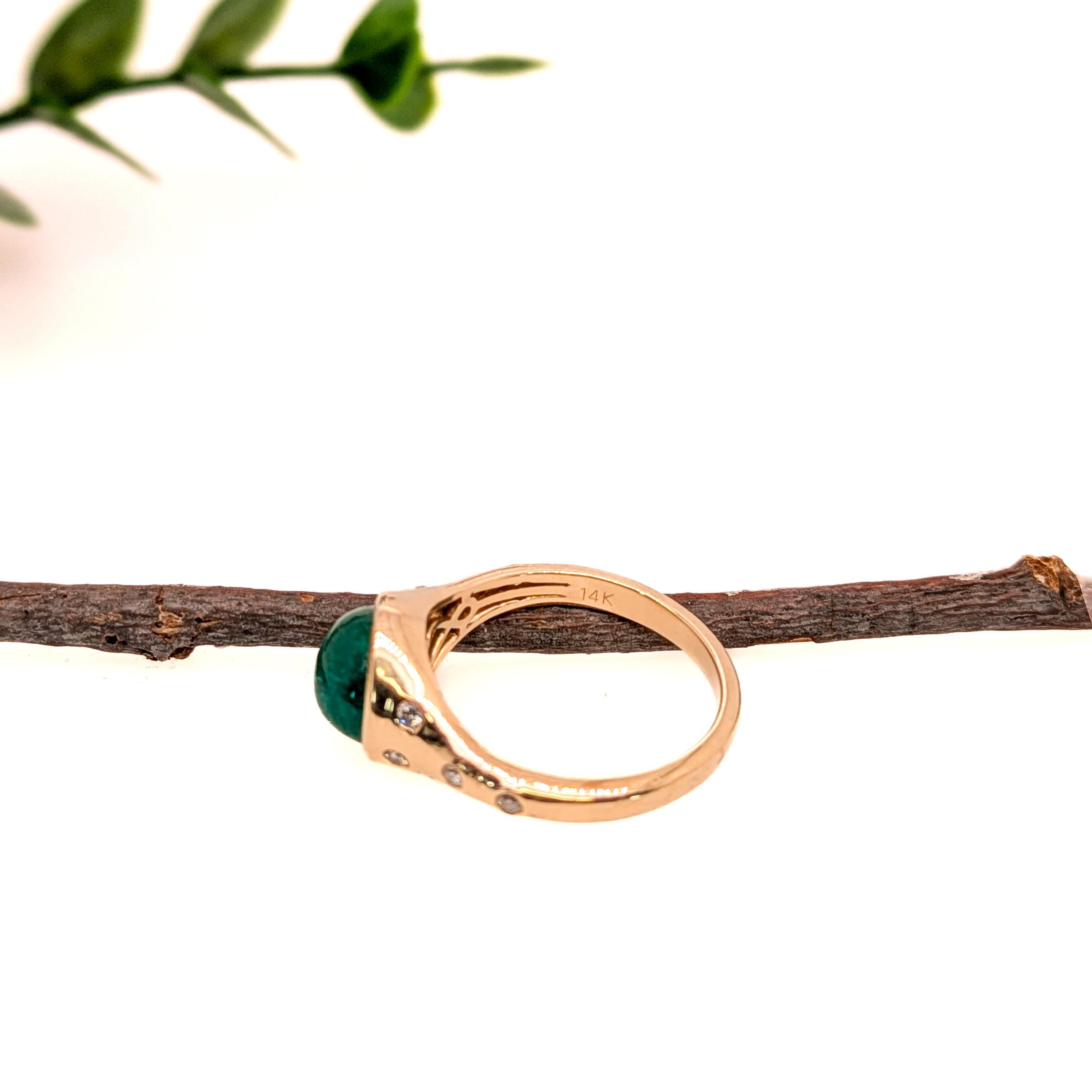 2.3 Karat Herz kolumbianischer Smaragd Ring mit natürlichen Diamantakzenten aus massivem 14K Gold Damen im Angebot