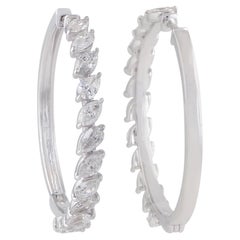 2.3 Carat Marquise Shape Diamond Hoop Earrings 18 Karat White Gold Fine Jewelry