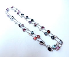 Collana da un yard con diamanti e spinelli naturali multicolori da 23 carati, oro 14kt*