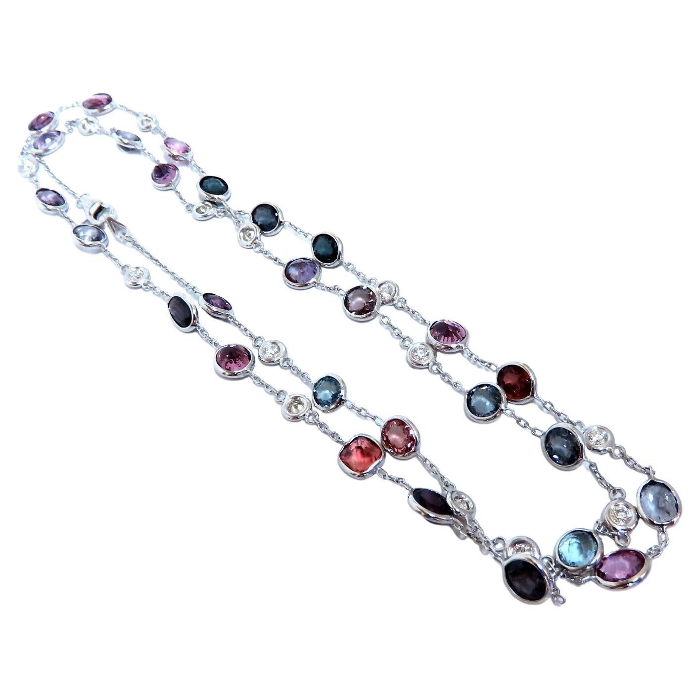Collana da un yard con diamanti e spinelli naturali multicolori da 23 carati, oro 14kt* in vendita