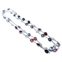 Collana da un yard con diamanti e spinelli naturali multicolori da 23 carati, oro 14kt*