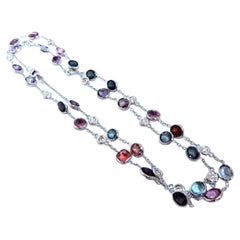 23 Carat Multi-Colored Natural Spinel Diamonds Yard Necklace 14kt Gold
