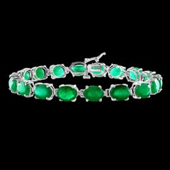23 Carat Natural Emerald Cocktail Tennis Bracelet 14 Karat White Gold