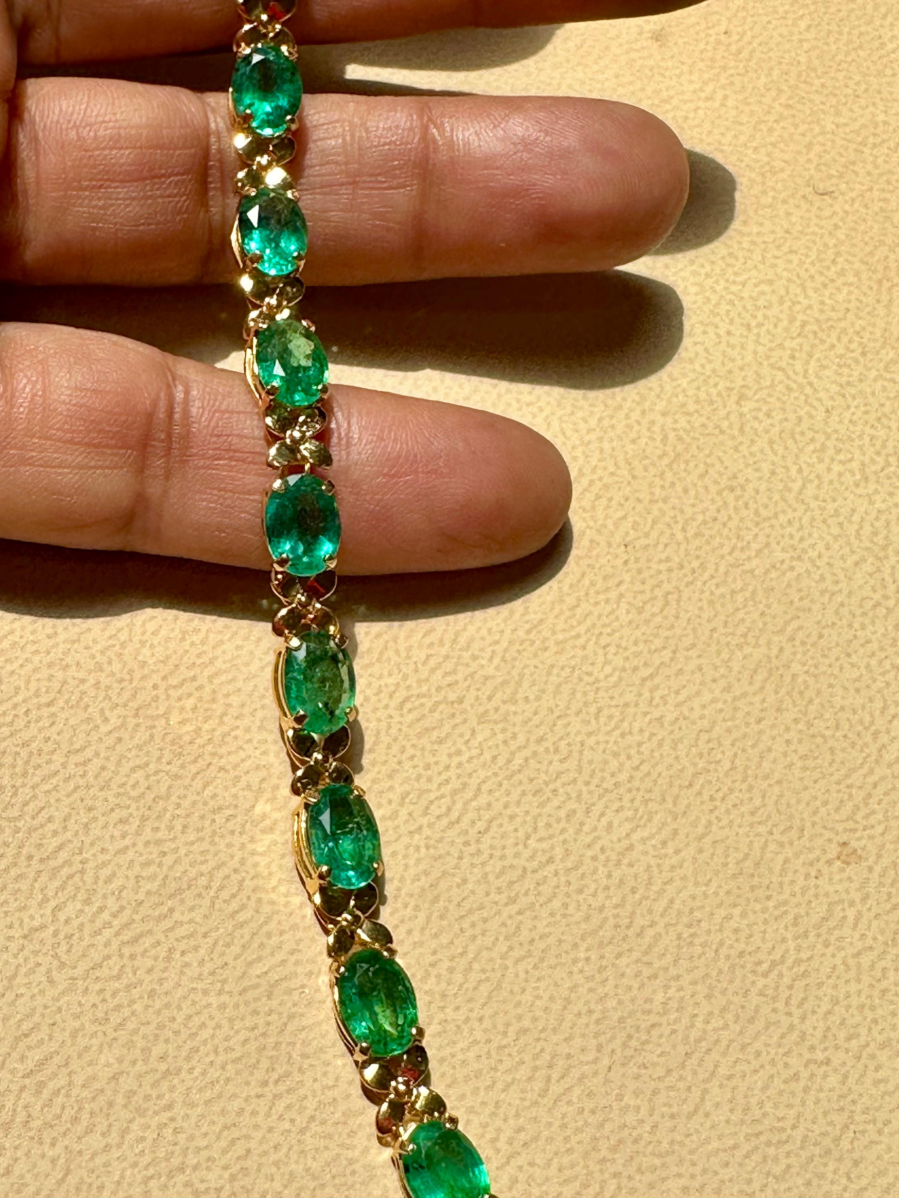 23 Carat Natural Emerald Cocktail Tennis Bracelet 14 Karat Yellow Gold In New Condition For Sale In New York, NY
