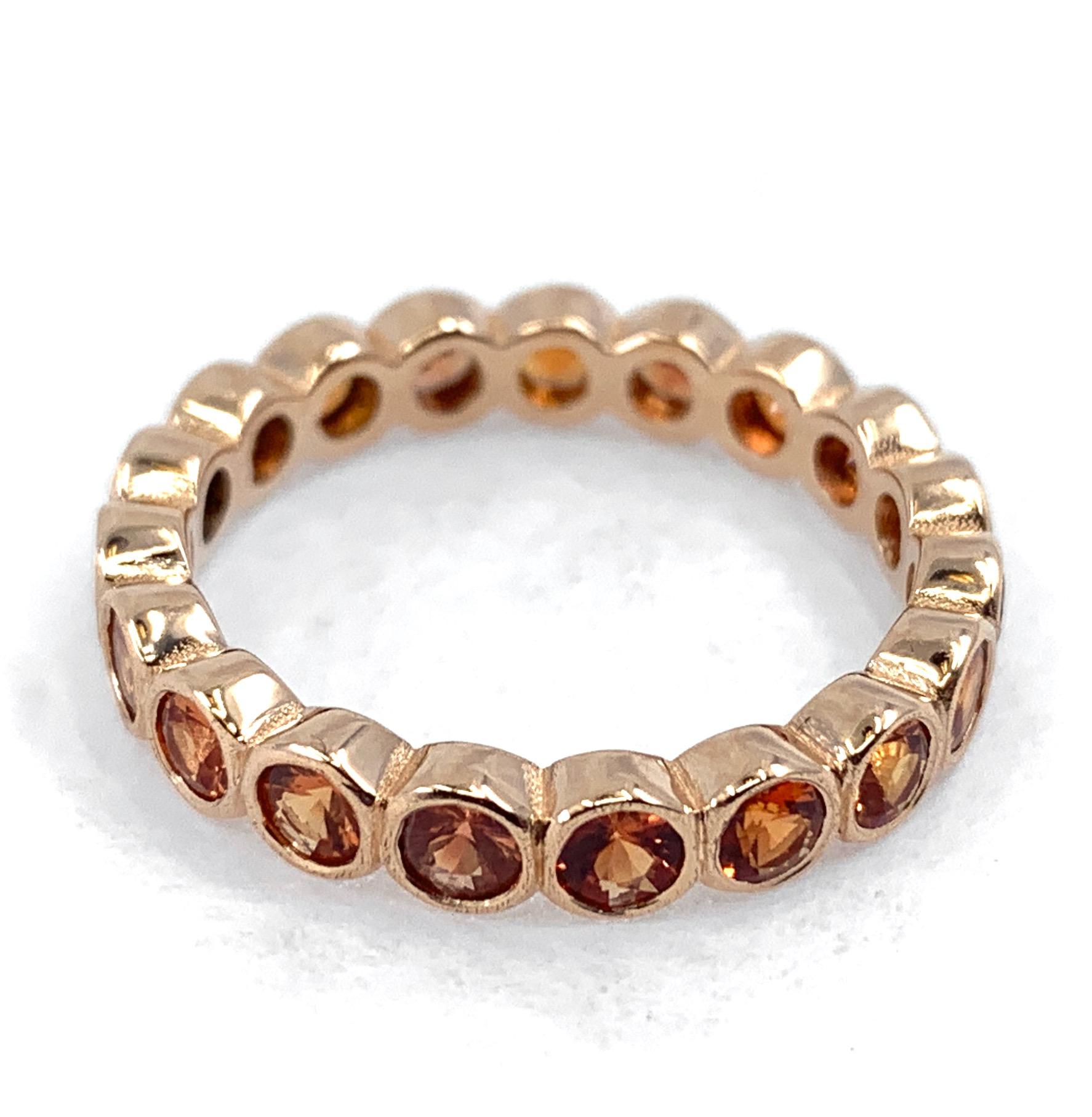 Women's or Men's 2.3 Carat Natural Orange Sapphire Eternity or Stacker Band in Rose Gold