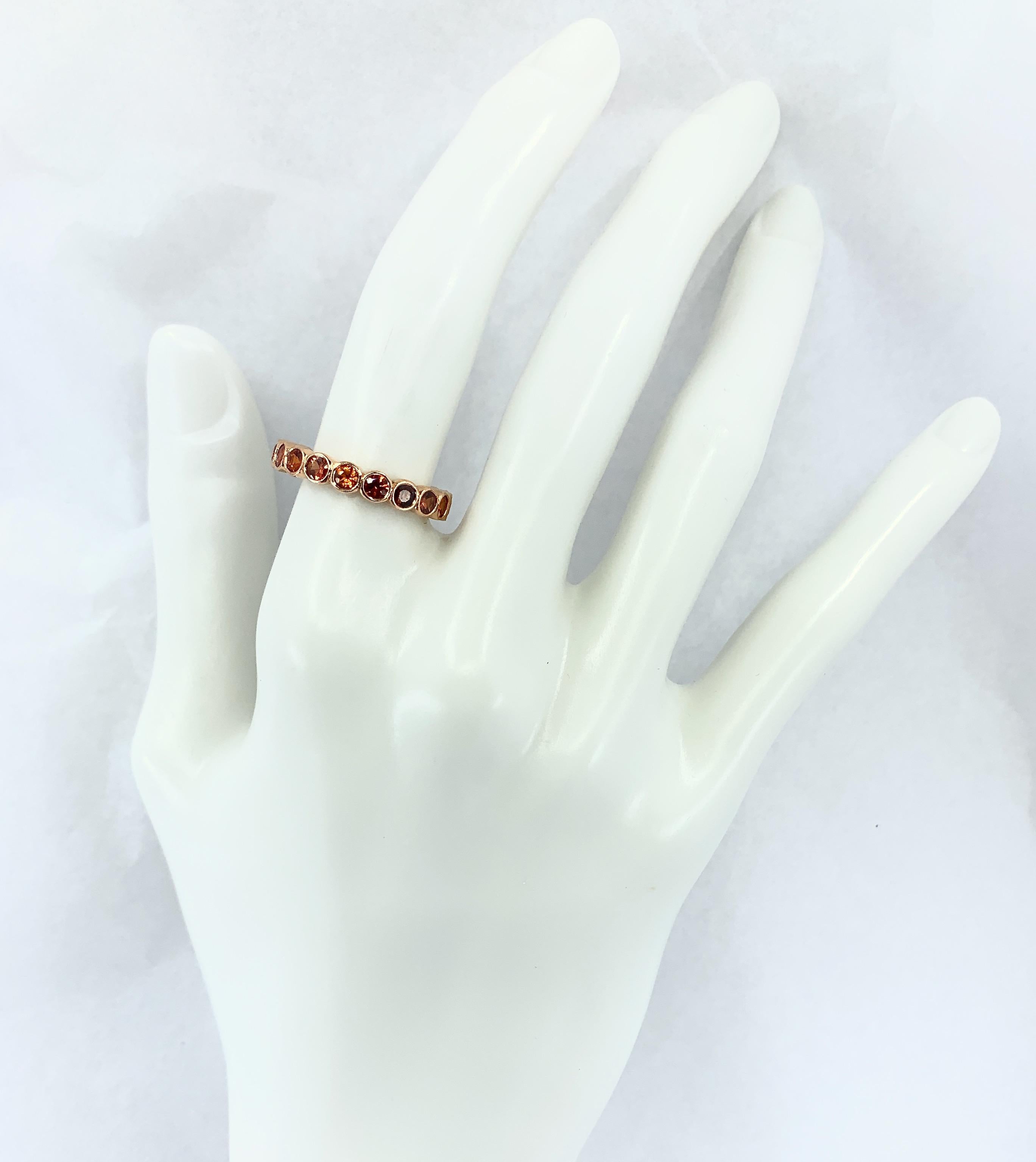 2.3 Carat Natural Orange Sapphire Eternity or Stacker Band in Rose Gold 1