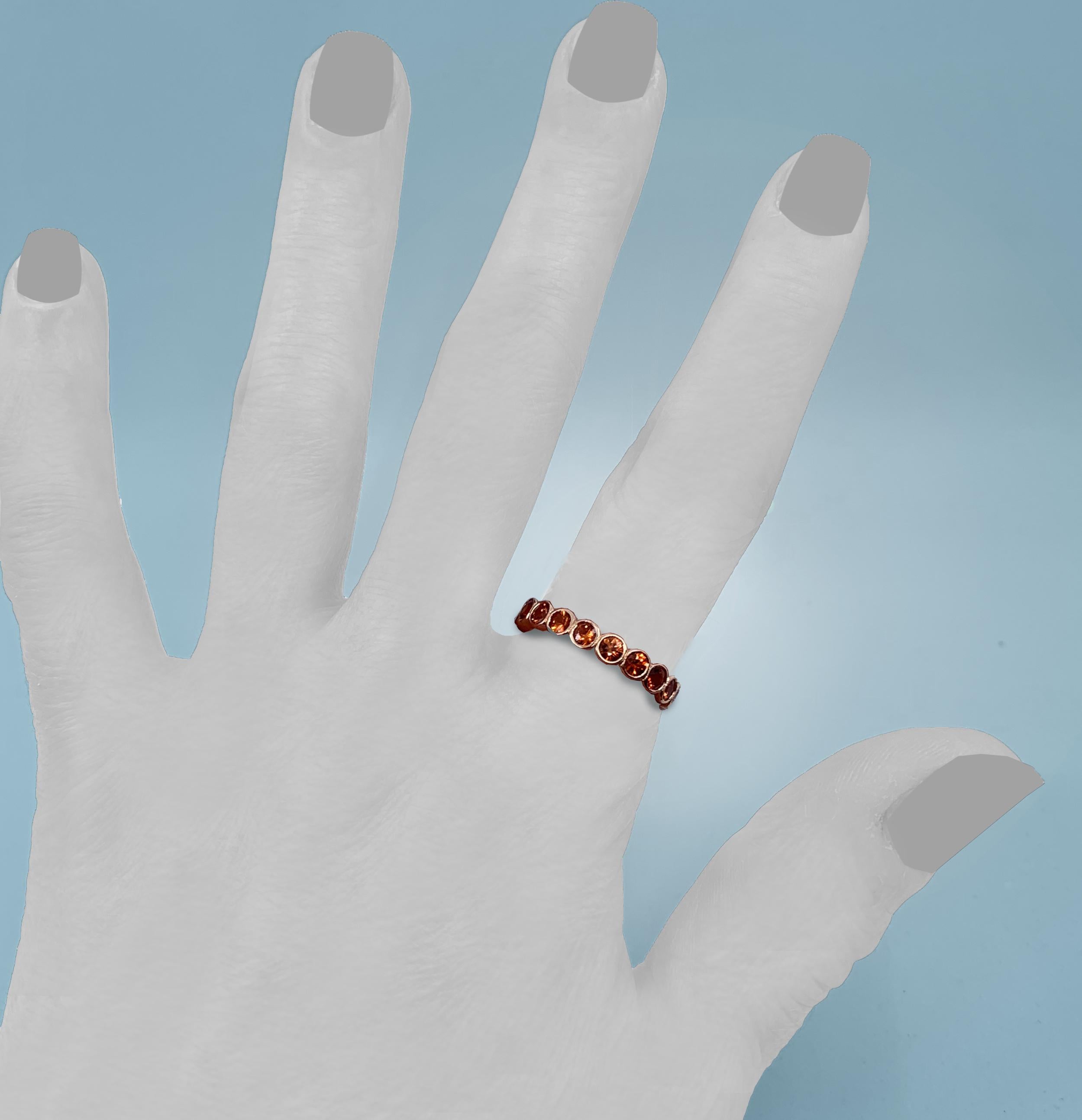 2.3 Carat Natural Orange Sapphire Eternity or Stacker Band in Rose Gold 2