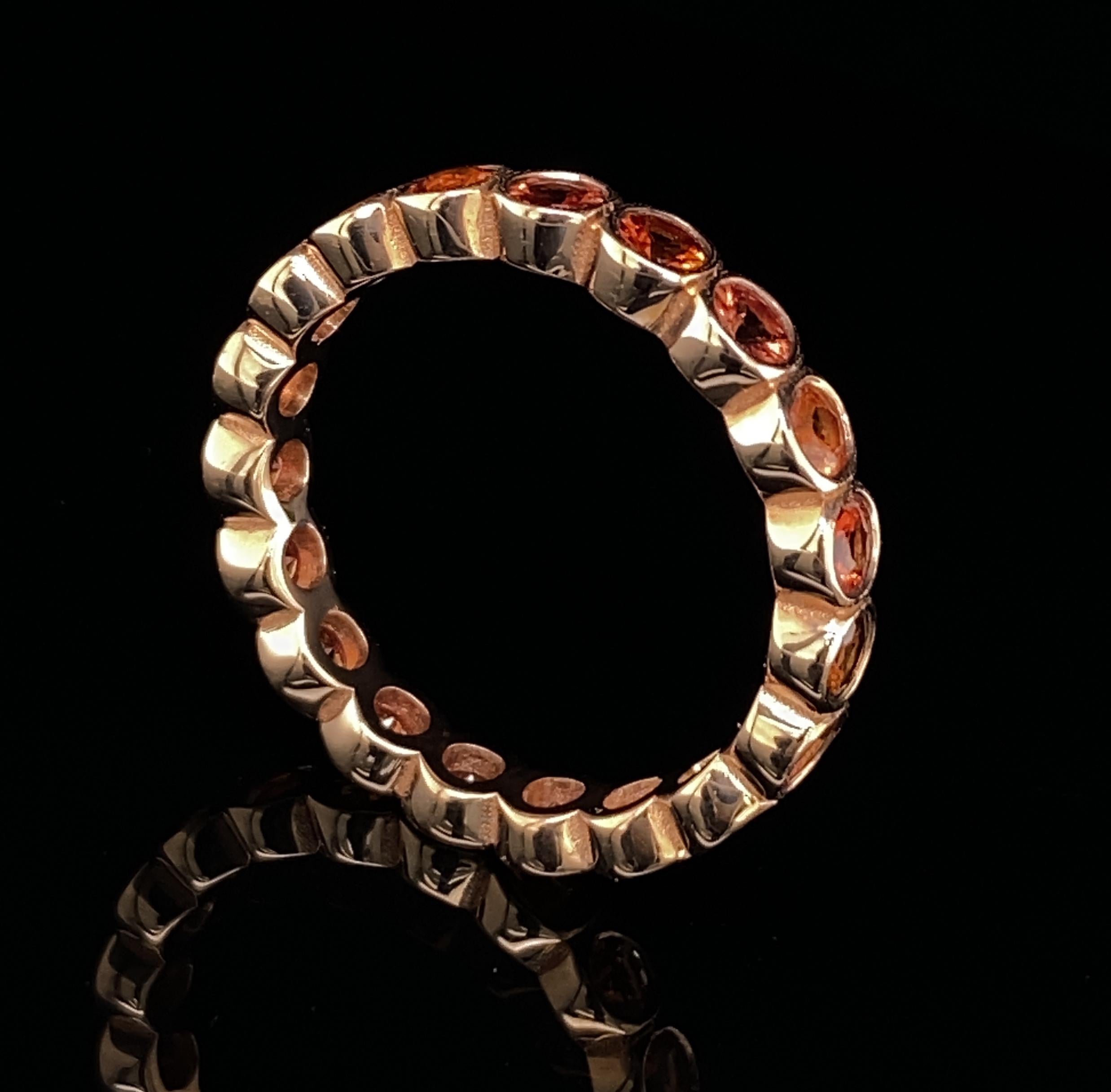 2.3 Carat Natural Orange Sapphire Eternity or Stacker Band in Rose Gold 3