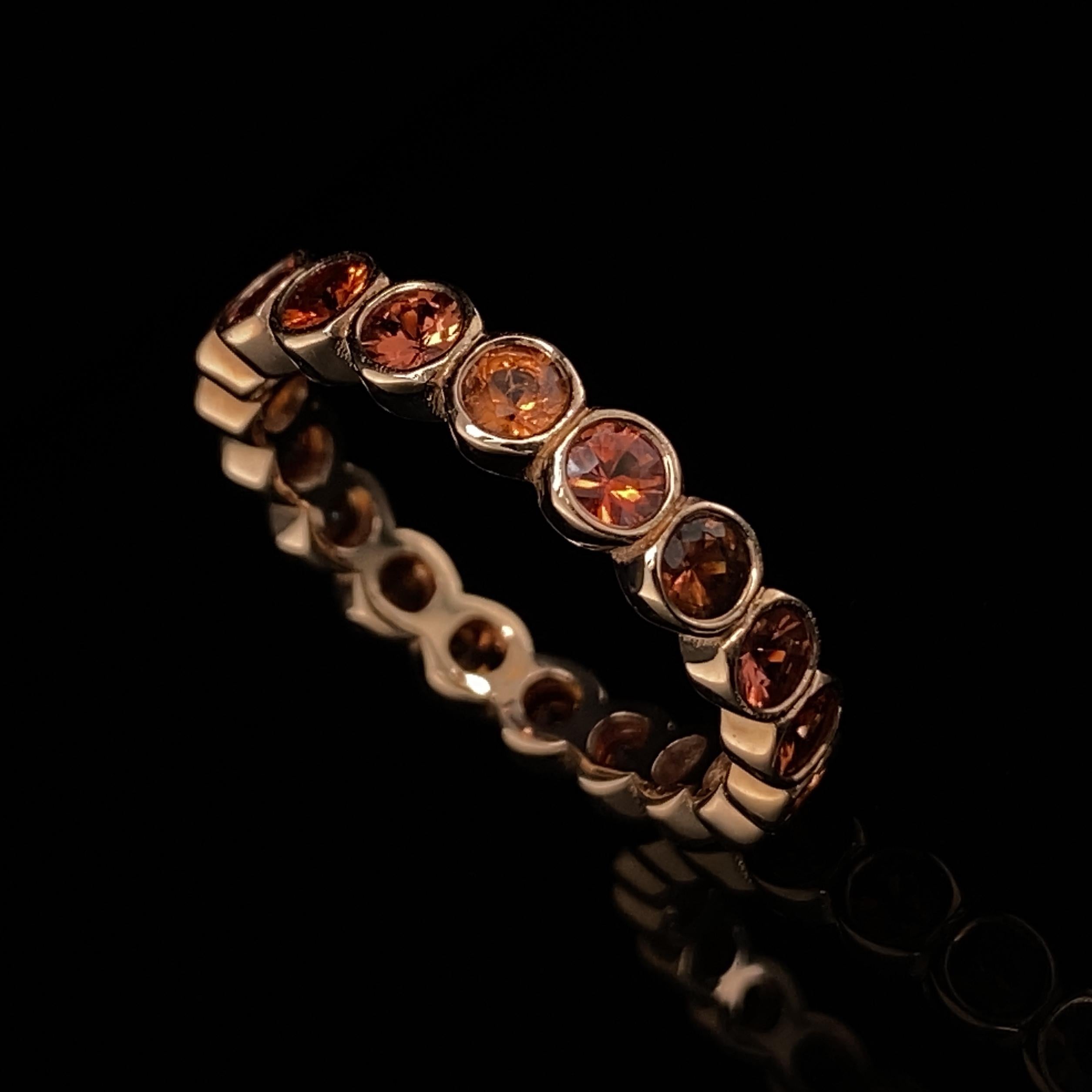 2.3 Carat Natural Orange Sapphire Eternity or Stacker Band in Rose Gold 4