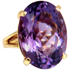 23 Carat Natural Purple Amethyst Ring 14 Karat