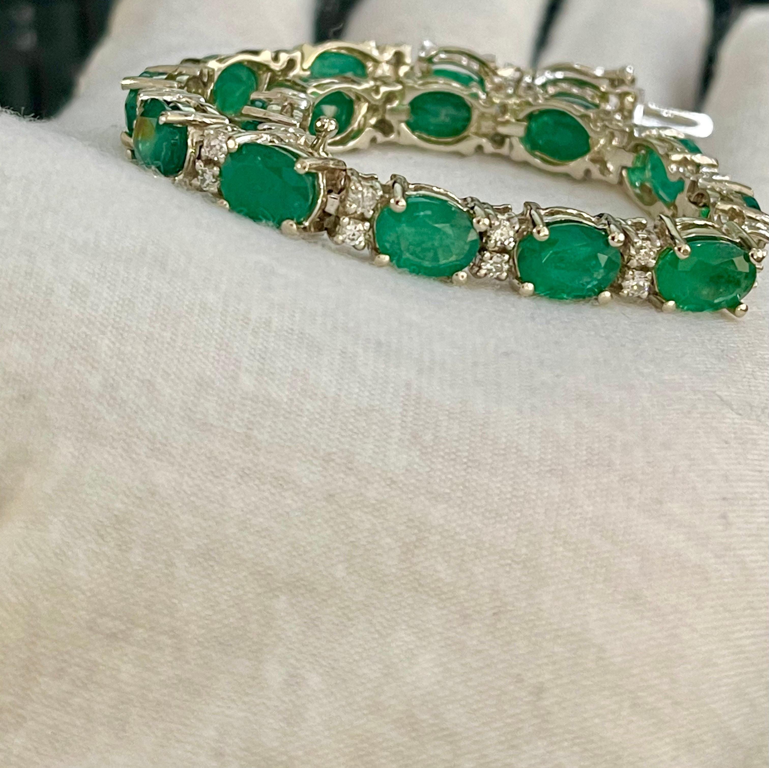 Bracciale tennis con smeraldo naturale dello Zambia da 23 carati e diamante da 1,6 carati in oro 14 carati 4