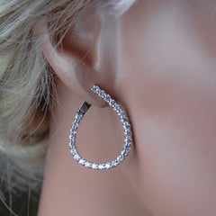 2.3 Carat Pear Frame Round Diamond Hoop Ears in 14k White Gold ref330