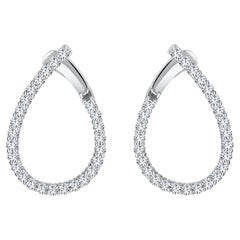 2.3 Carat Pear Frame Round Diamond Hoop Ears in 14k White Gold ref330