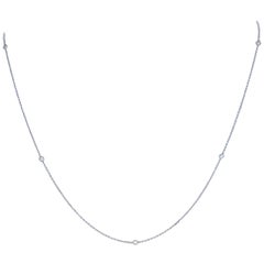 .23 Carat Round Brilliant Diamond Necklace, 14 Karat White Gold Adjustable Cable