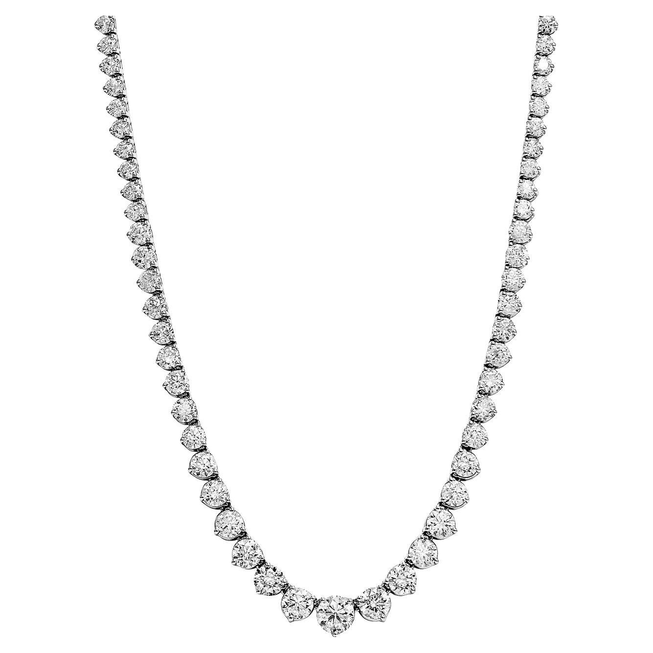 23 Carat Round Brilliant Diamond Riviera Necklace Certified  For Sale