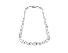 23 Carat Round Diamond 18K White Gold Riviera Tennis Necklace