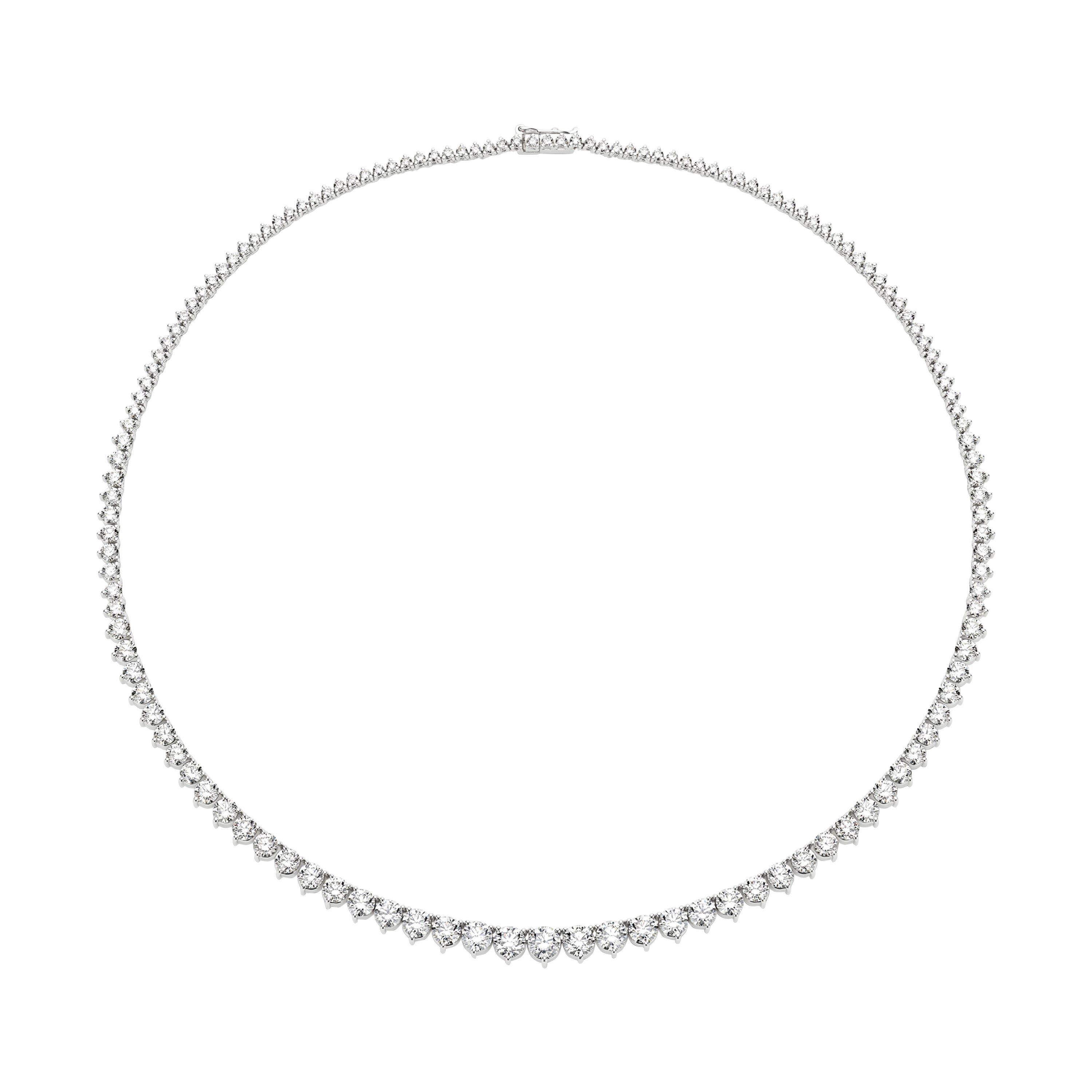 23 Carat Round Diamond 18K White Gold Riviera Tennis Necklace