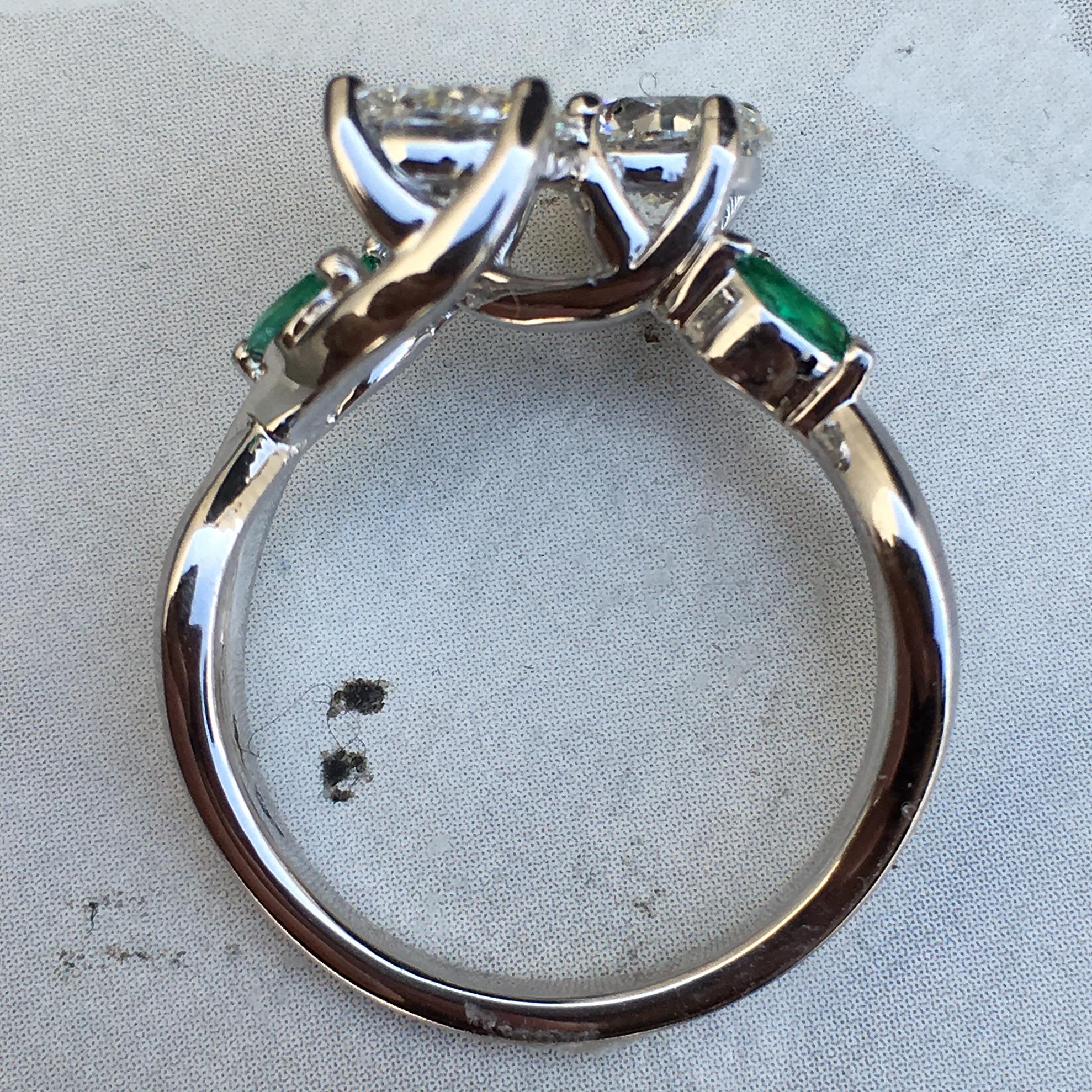 Round Cut 2.3 Carat Round Diamond and Emerald Ring, Ben Dannie For Sale