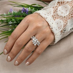 2.3 Carat SI/H Natural Diamond Cluster Wedding Ring 18 Karat White Gold