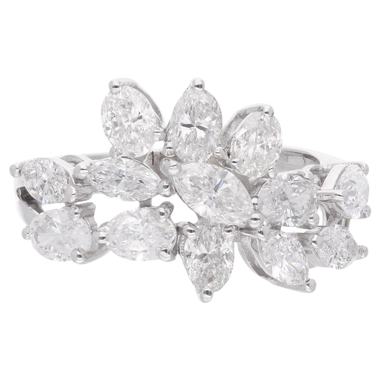 Im Angebot: 2,3 Karat SI/H Natürlicher Diamant Cluster Ehering 18 Karat Weißgold ()