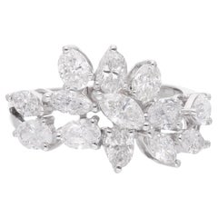 2,3 Karat SI/H Natürlicher Diamant Cluster Ehering 18 Karat Weißgold