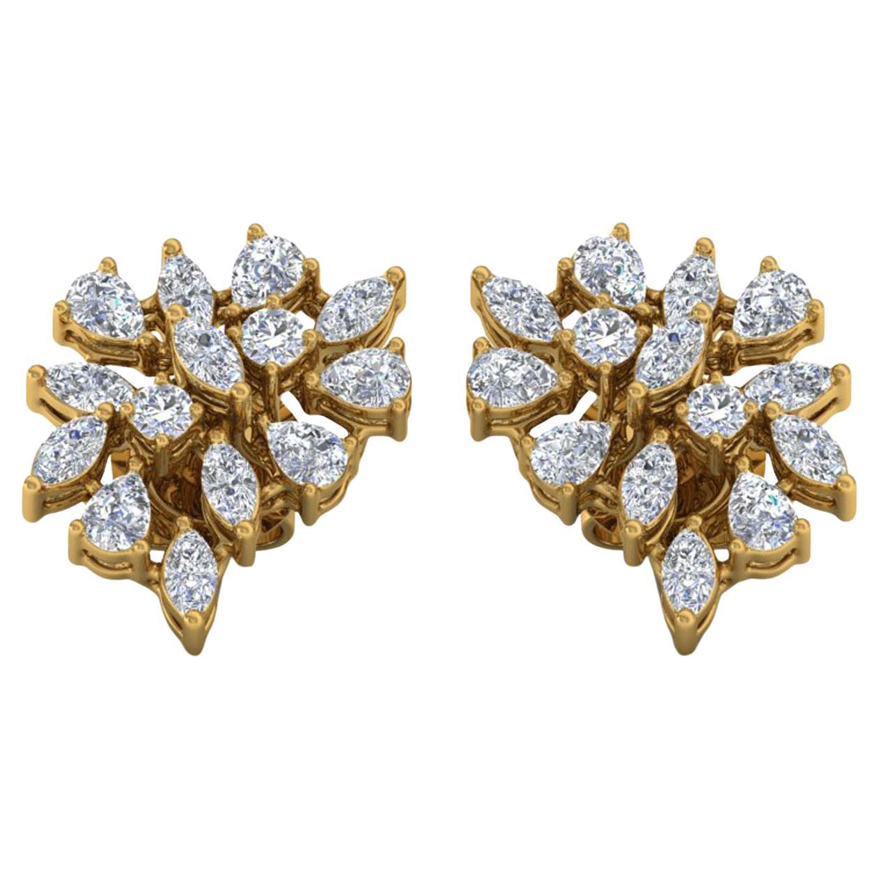 Ohrringe 2,3 Karat SI/H birnenförmiger runder Diamant im Brillantschliff 14 Karat Gelbgold