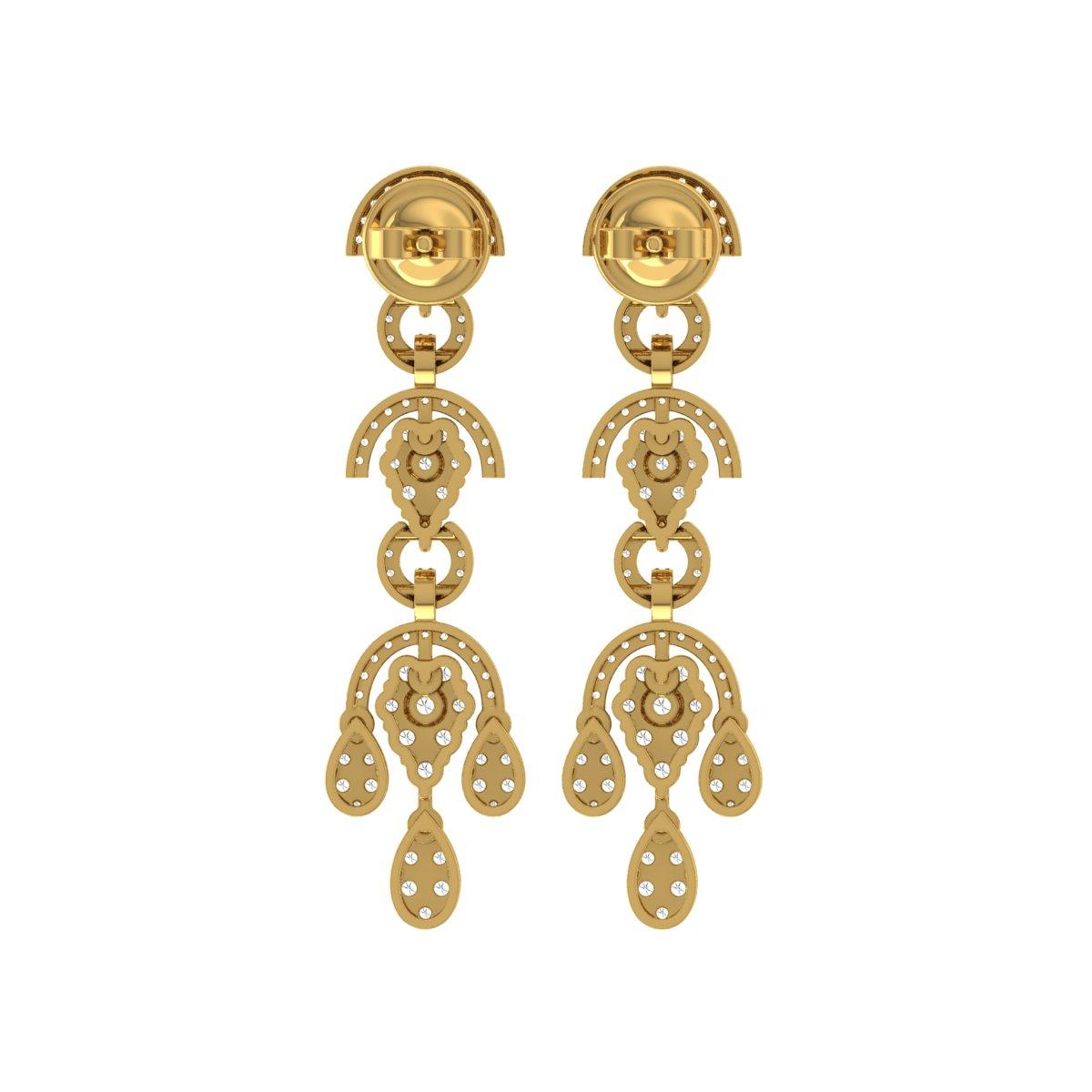 Modern 2.3 Carat SI/H Round Brilliant Cut Diamond Earrings 14 Karat Yellow Gold Jewelry For Sale