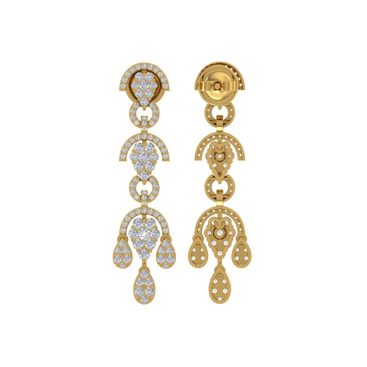 2.3 Carat SI/H Round Brilliant Cut Diamond Earrings 14 Karat Yellow Gold Jewelry In New Condition For Sale In Diera, Dubai
