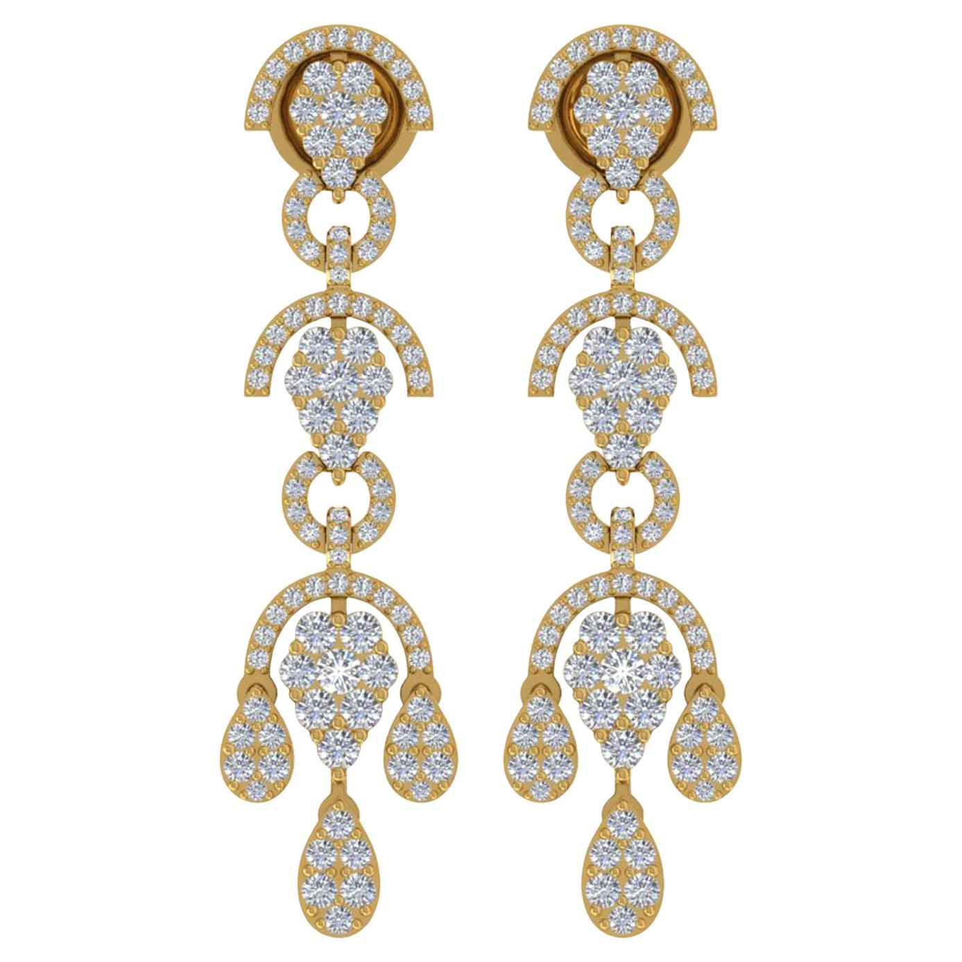 2.3 Carat SI/H Round Brilliant Cut Diamond Earrings 14 Karat Yellow Gold Jewelry