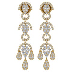 Orecchini di diamanti con taglio brillante rotondo da 2,3 carati SI/H Gioielli in oro giallo 14 carati