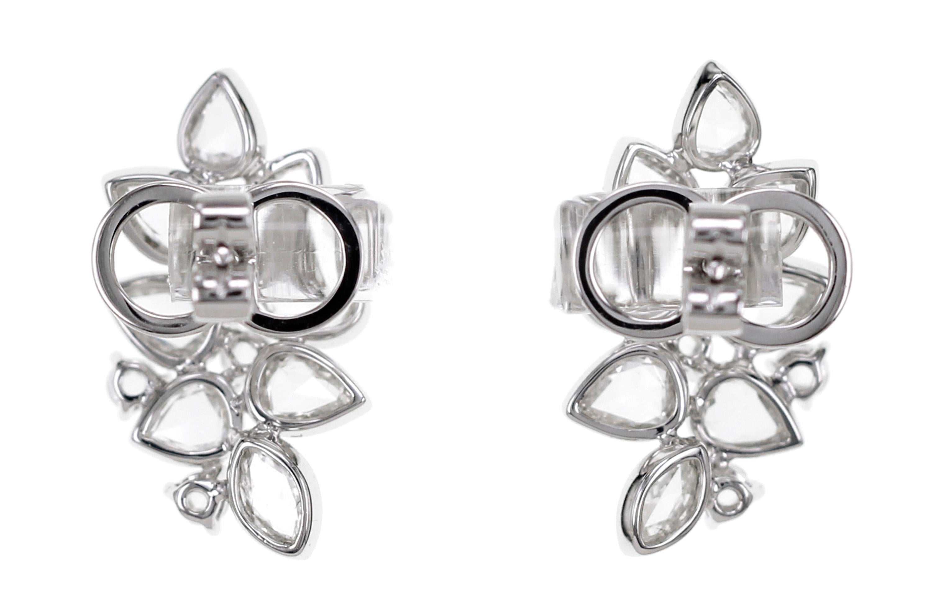 Women's 2.3 Carat White Rose Cut Diamond Dangle Earring